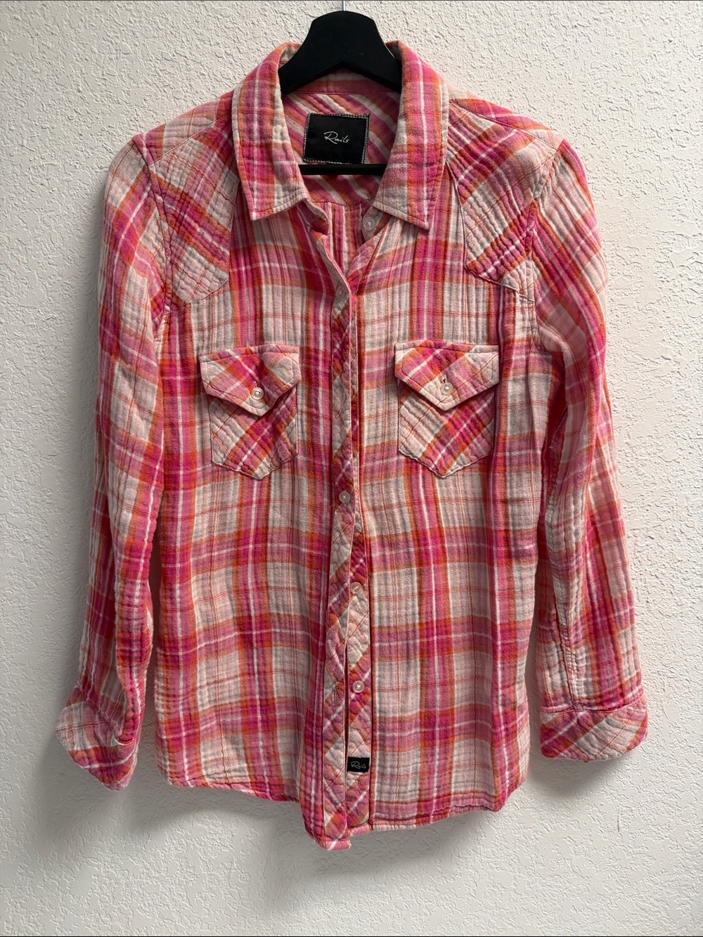 Rails Womans Pink Plaid Button-Down Shirt M